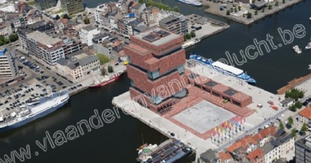 Het Museum aan de Stroom (MAS) vanuit vogelperspectief